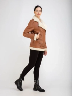 Дубленка авиатор женская натуральная удлиненная Турция