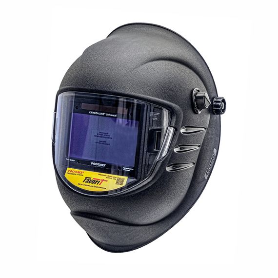 Щиток защитный лицевой сварщика РОСОМЗ НН12 CRYSTALINE UNIVERSAL FavoriT (маска сварщика) с комплектом адаптеров для крепления на каску, арт. 51275-2