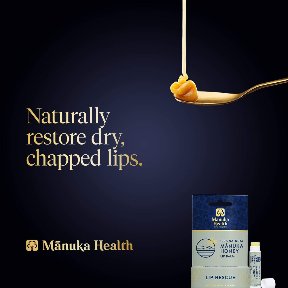 Manuka Health, 100% натуральный бальзам для губ с медом манука, 4,5 г (0,16 унции)