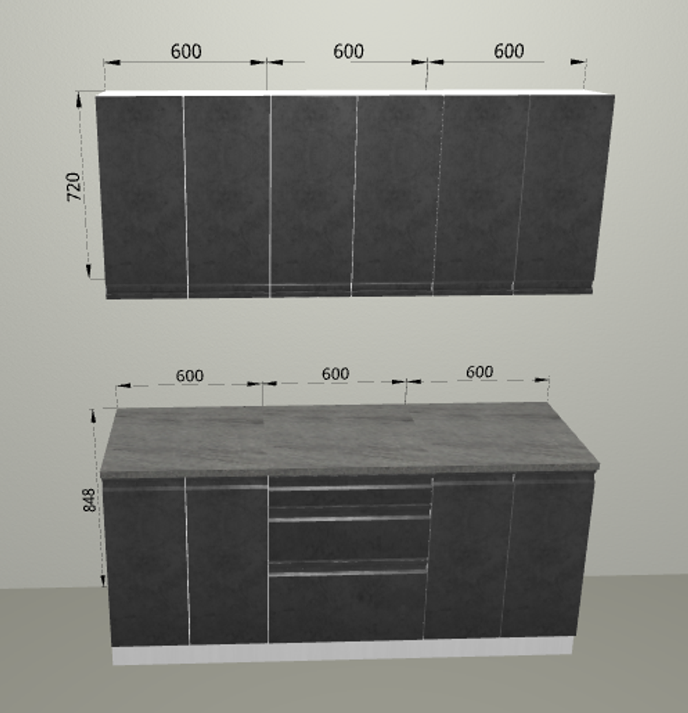 Модульная кухня "Бронкс" 1,8м Бетон