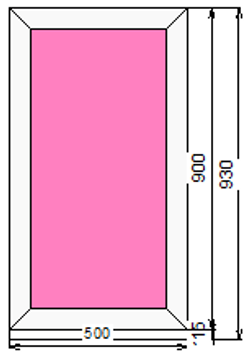 Пластиковое окно 900 х 500 ТермА Эко с глухой створкой