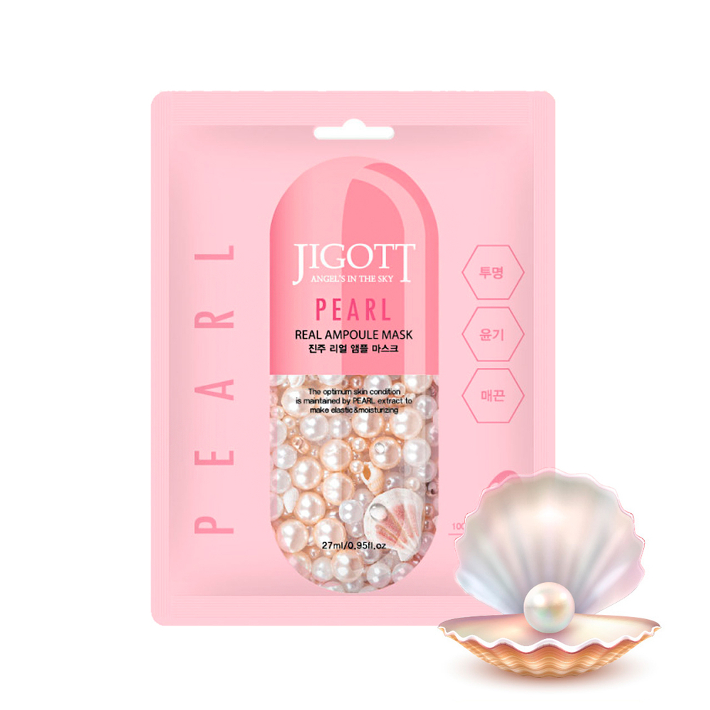 Маска для лица Jigott Pearl Real Ampoule Mask тканевая с экстрактом Жемчуга 27 мл