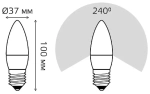 Лампа Gauss LED Свеча 6.5W E27 550 lm 4100K 103102207