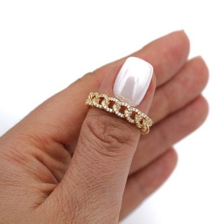 Кольцо Цепь со стразами