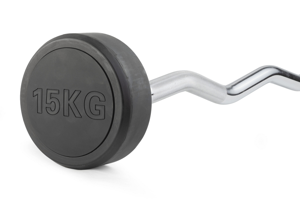 Штанга неразборная обрезиненная 15 кг. Изогнутый гриф. VictoryFit VF-DX5150