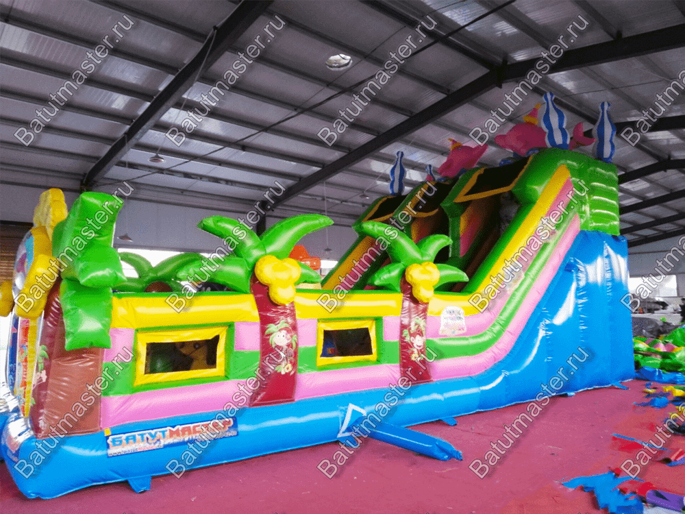 Коммерческий батут "В гостях у дельфинов", 10*5*5 м, с окнами