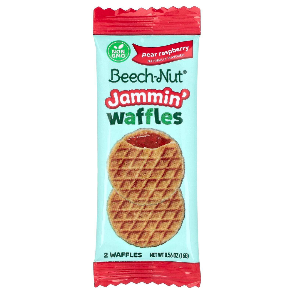 Beech-Nut, Jammin 'Waffles, для детей от 12 месяцев, груша и малина, 5 пакетиков по 16 г (0,56 унции)