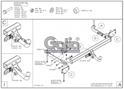 Фаркоп оцинкованный Galia R050A для Land Rover Range Rover 2002-2013(паспорт и сертификат в комплекте)(без электрики)