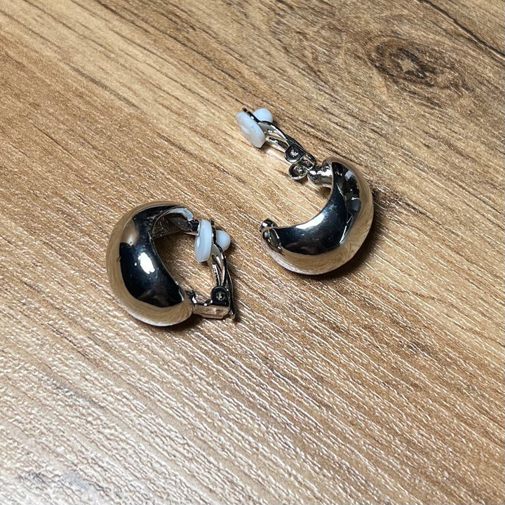 Клипсы Пластина полукольца овал 14 мм металл серебристый