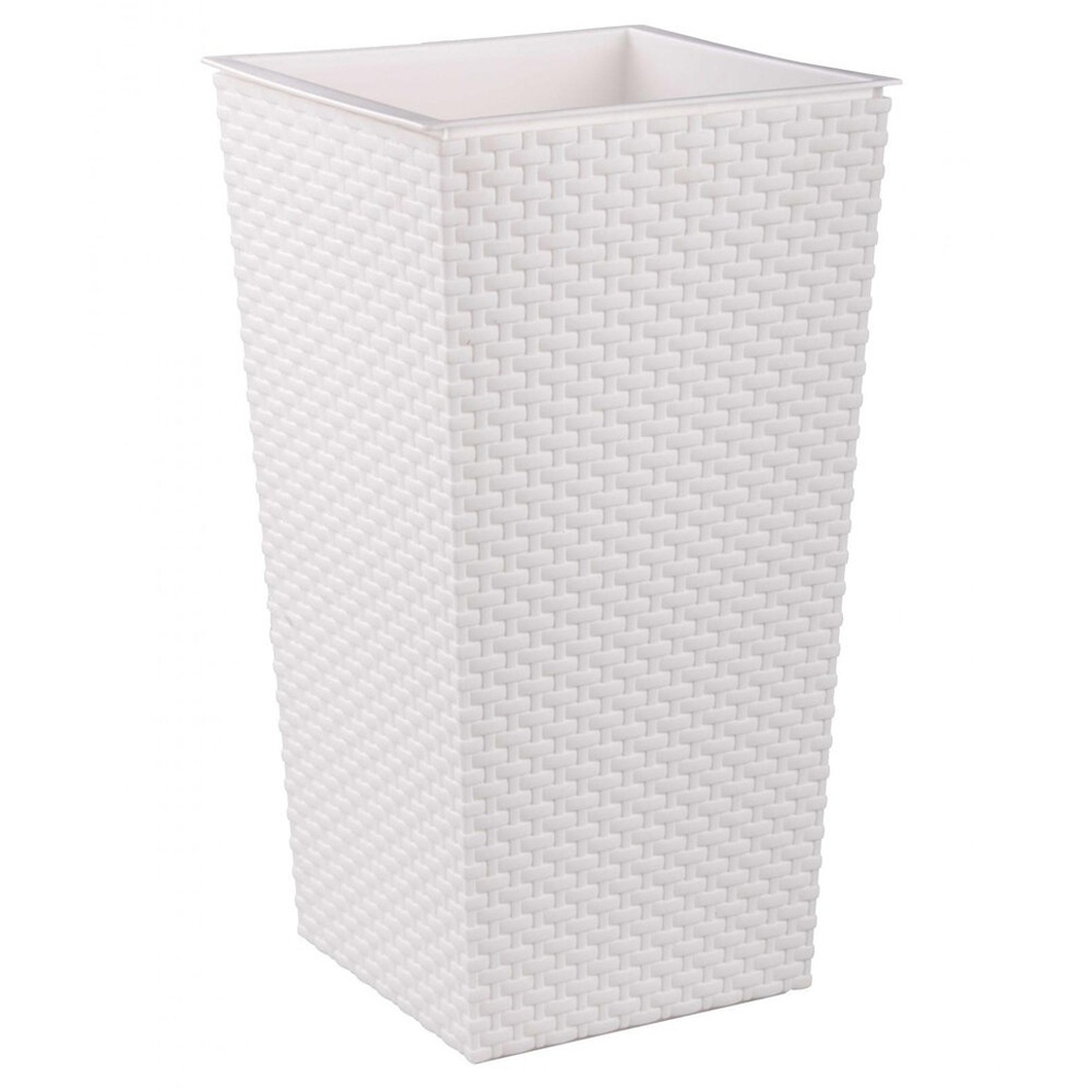 Кашпо напольное "Ротанг" 285*270*515мм со вставкой (белый)