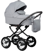 Детская коляска Indigo Barbara Eco Classic 3 в 1 с автокреслом Avionaut Cosmo Black Be04 св.серая кожа