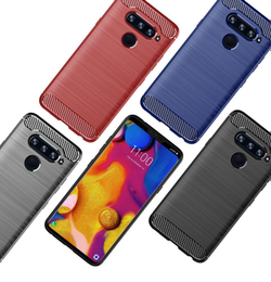 Чехол для LG V40 ThinQ цвет Gray (серый), серия Carbon от Caseport