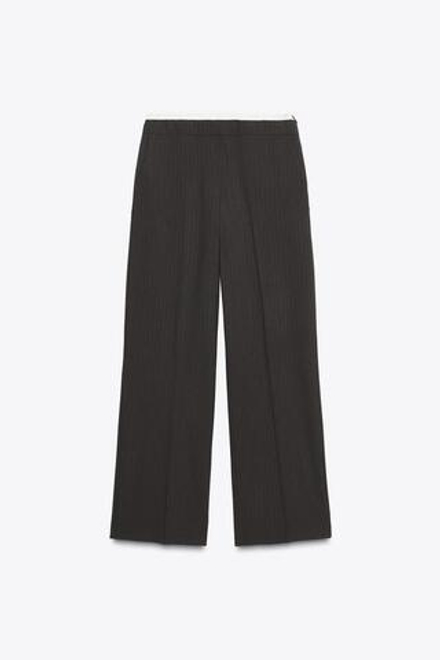 ZARA ПРЯМЫЕ БРЮКИ С ДВОЙНЫМ ПОЯСОМ, ТЕМНО-СЕРЫЙ