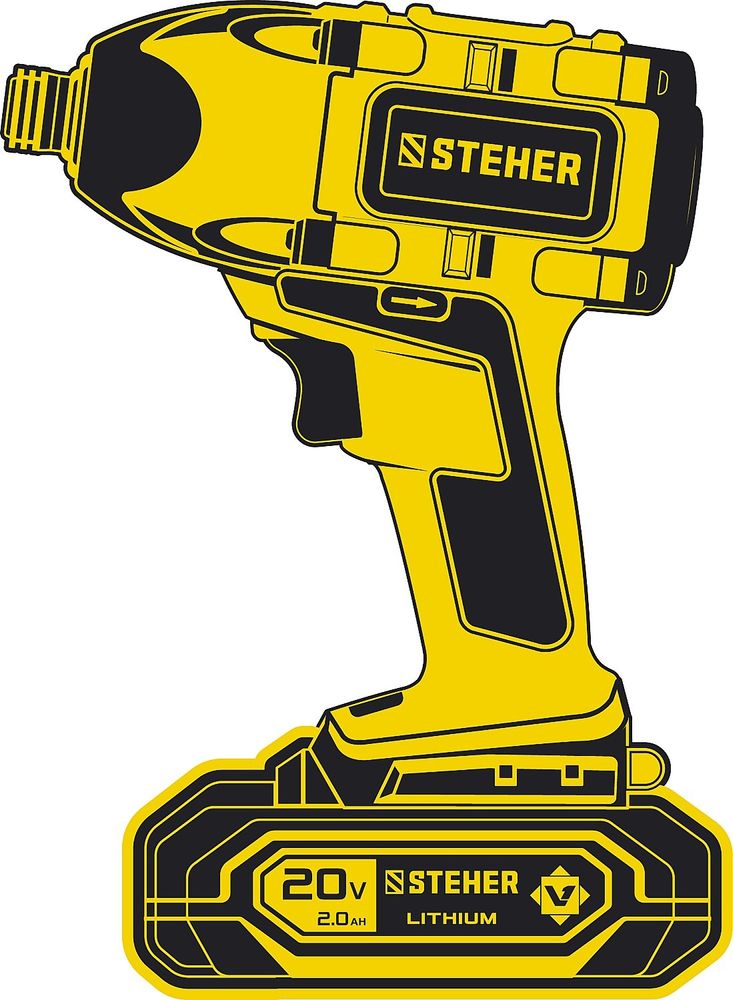 Винтоверт бесщеточный STEHER CSB-300-2, 2 АКБ, 20 В, кейс