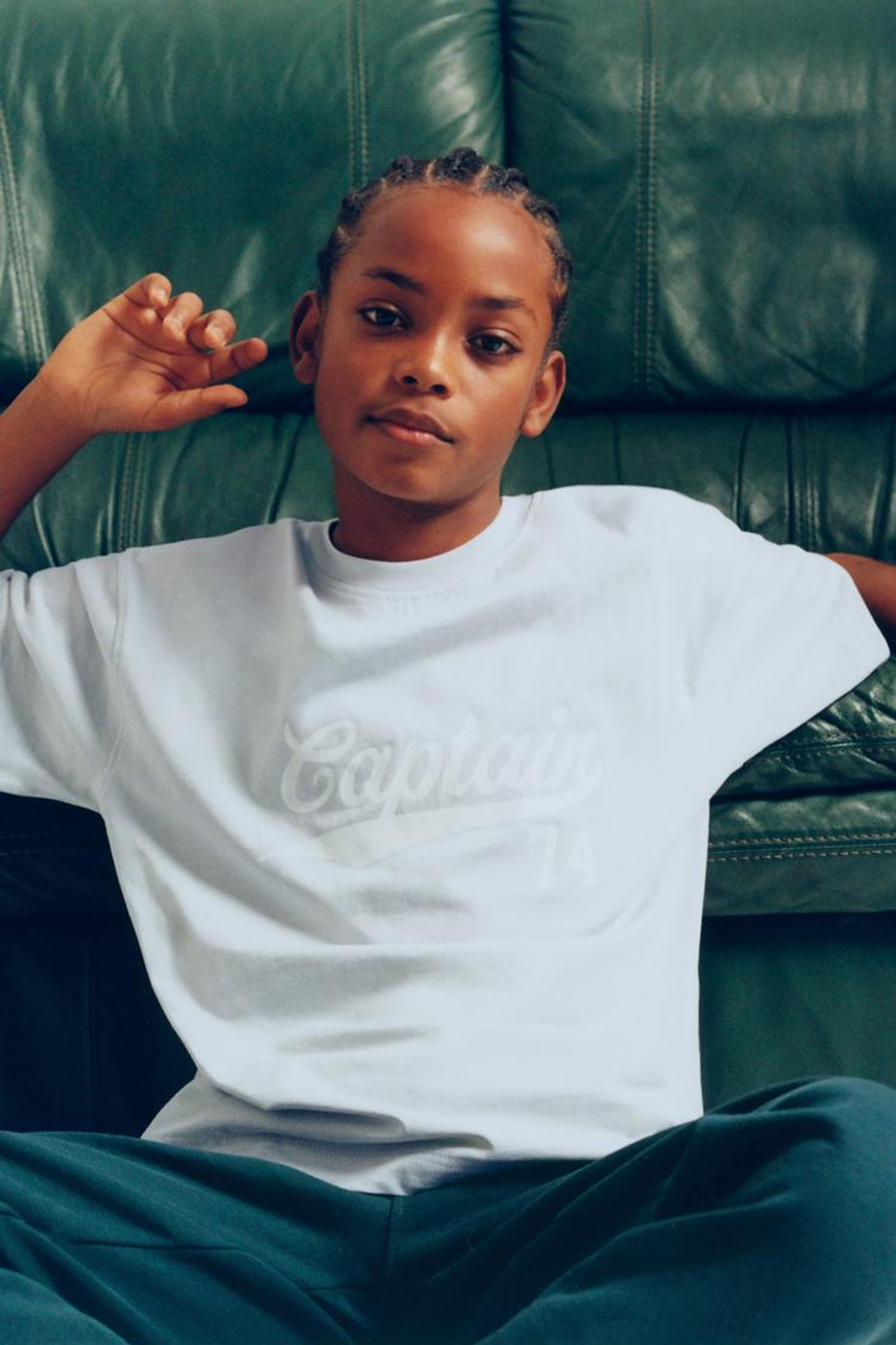 ZARA ФУТБОЛКА JOGGING С НАДПИСЬЮ, ЦВЕТ МОРСКОЙ ВОЛНЫ