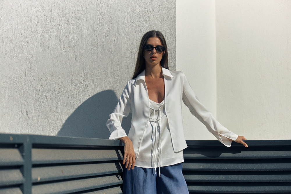 Топ шелковый на подкладке Mollen белый