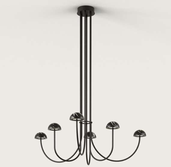 Подвесной светильник Dussa 6L черный металл / черный мрамор