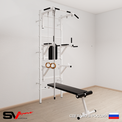 Шведская стенка Sv Sport усиленная 694 (Турник стандарт/Брусья/Стойка/Скамья/Канат/Кольца)