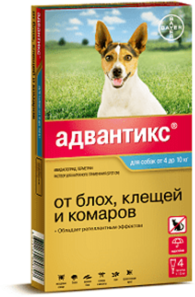 Bayer Адвантикс 100 С для собак 4-10 кг 1мл от блох, клещей и комаров (цена  за 1 пипетку) - купить по выгодной цене.