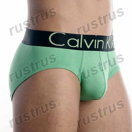 Мужские трусы брифы зеленые с черной резинкой Calvin Klein Mens Steel Black CK02211