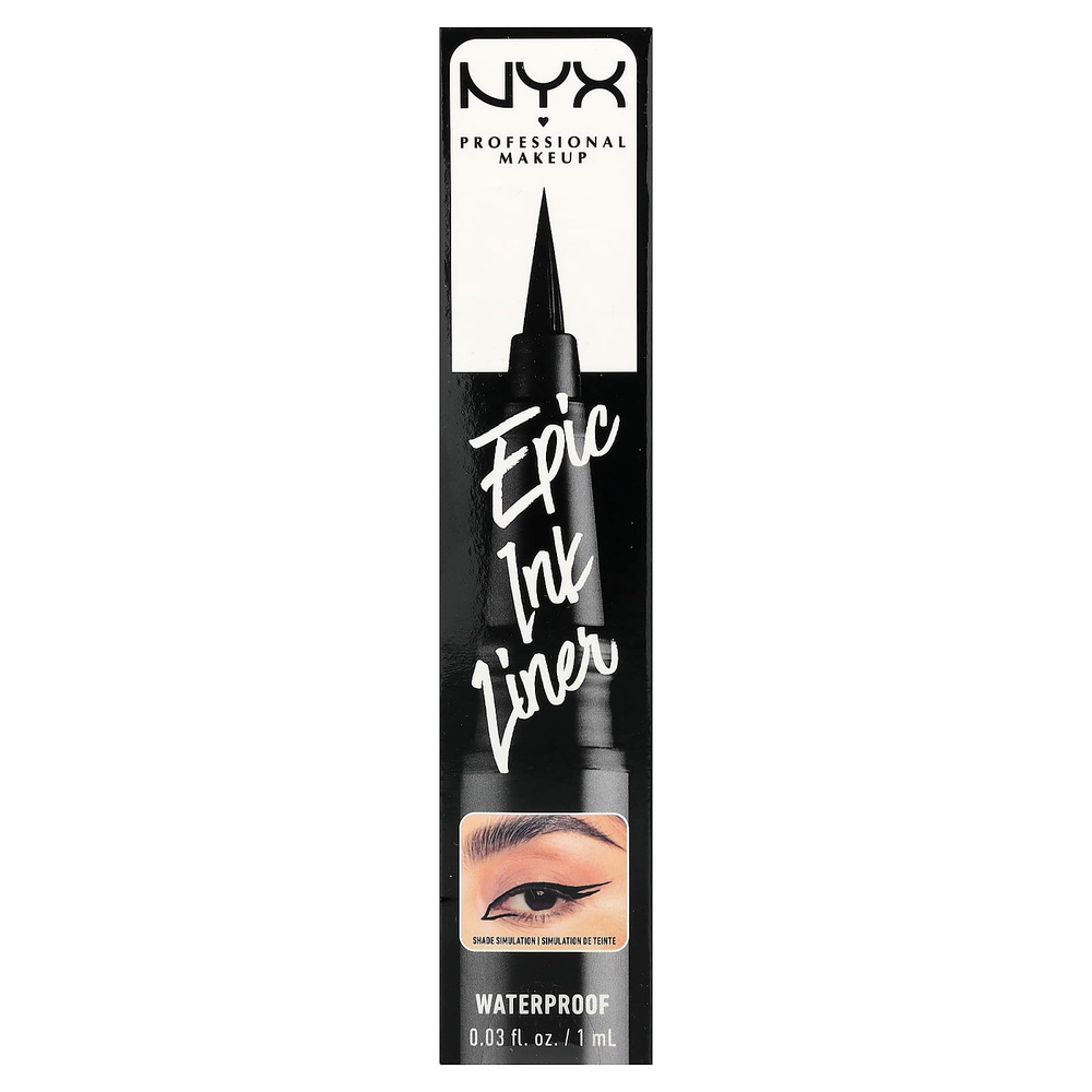 NYX Professional Makeup, Водостойкий лайнер Epic Ink, 01 черный, 1 мл (0,03 жидк. Унции)