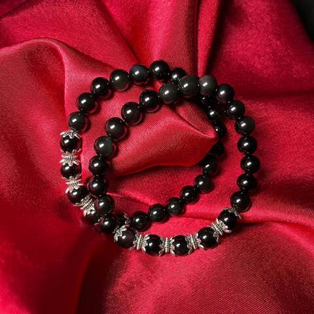 Браслет из Обсидиана (радужный), цветок