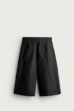 ZARA БРЮКИ-КЮЛОТЫ RELAXED FIT СО СКЛАДКАМИ, ЧЕРНЫЙ