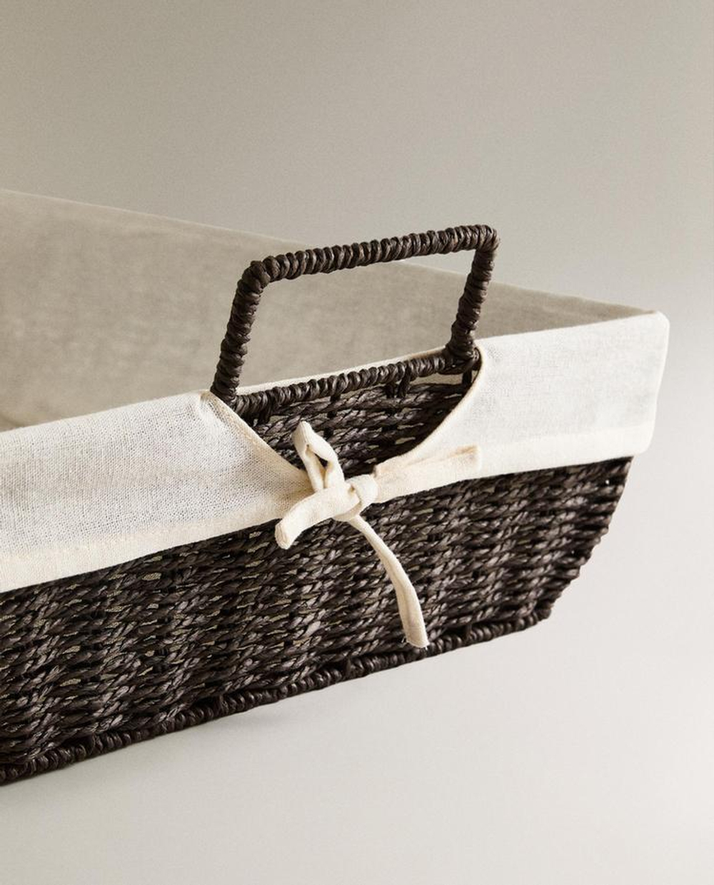 ZARA HOME КОРЗИНА С ТКАНЕВОЙ ПОДКЛАДКОЙ, КОРИЧНЕВЫЙ
