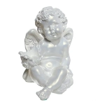 Статуэтка из гипса «Ангел с чашей» 30см перламутр