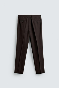ZARA КОСТЮМНЫЕ БРЮКИ С ШЕРСТЬ, КОРИЧНЕВЫЙ