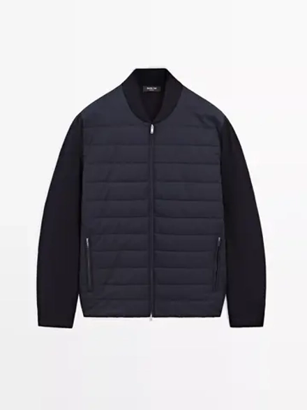 Massimo Dutti Стеганый бомбер, темно-синий