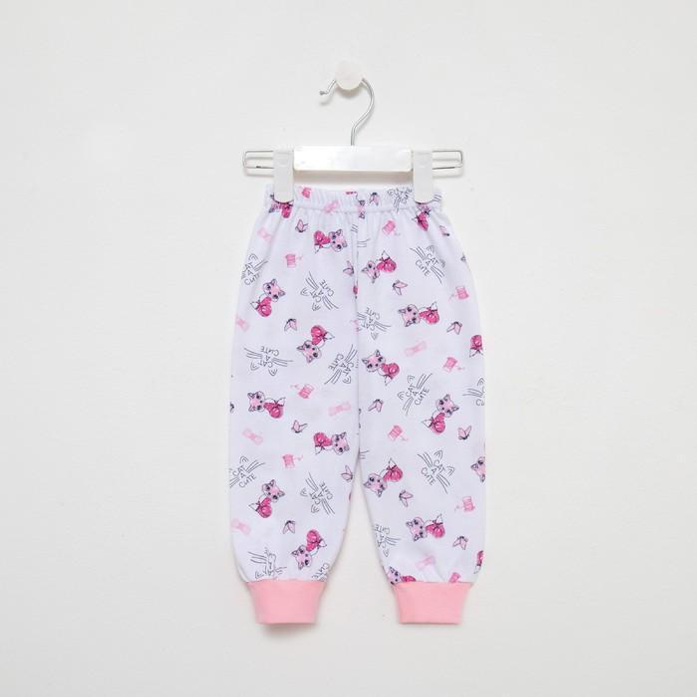 Штанишки детские, цвет белый/кошки, рост 68 см (Детская линия)