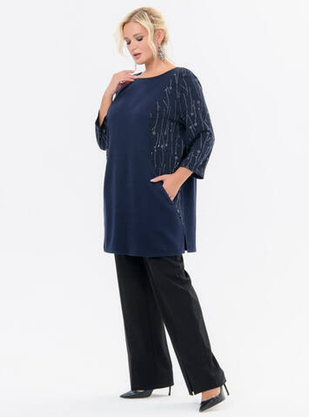 Туника с карманами Серебро на синем