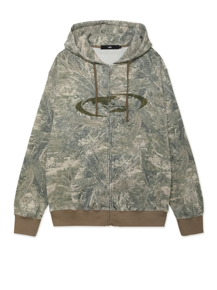 Толстовка С Капюшоном На Молнии Oval Globe Waffle Zip-up Hoodie