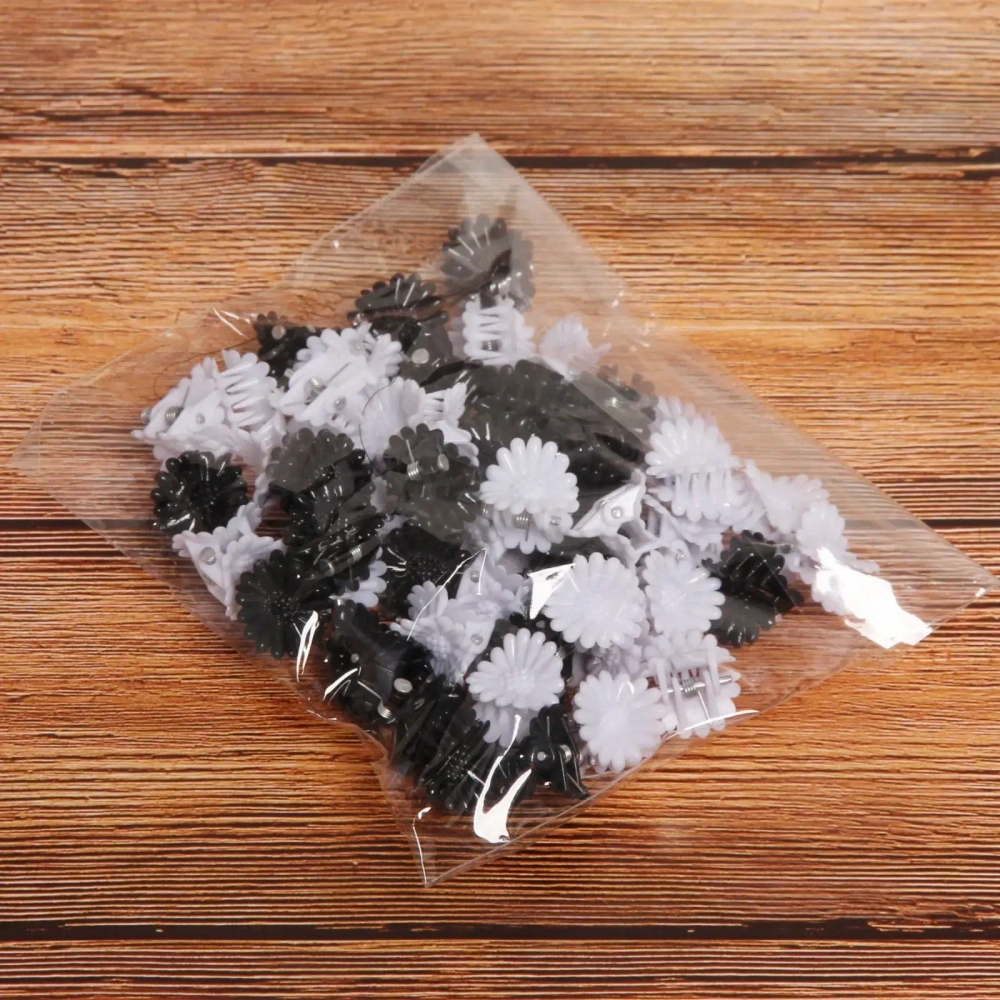 Заколка-краб для волос детские в пакете 50шт «Collection Boom - Ромашки», микс 2 цвета, 1см