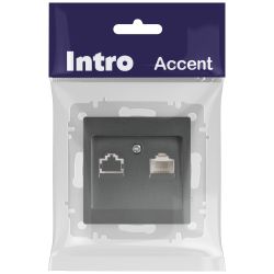 Розетка Intro Accent 6-303-07 информационная RJ45, IP20, СУ, графит