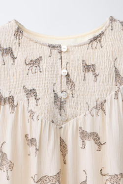 ZARA РУБАШКА С ЛЕОПАРДОВЫМ ПРИНТОМ, ЭКРЮ