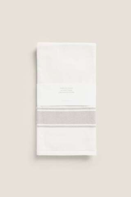 ZARA HOME ПОЛОСАТОЕ КУХОННОЕ ПОЛОТЕНЦЕ ИЗ ХЛОПЧАТОБУМАЖНОЙ МАХРОВОЙ ТКАНИ, БЕЖЕВЫЙ