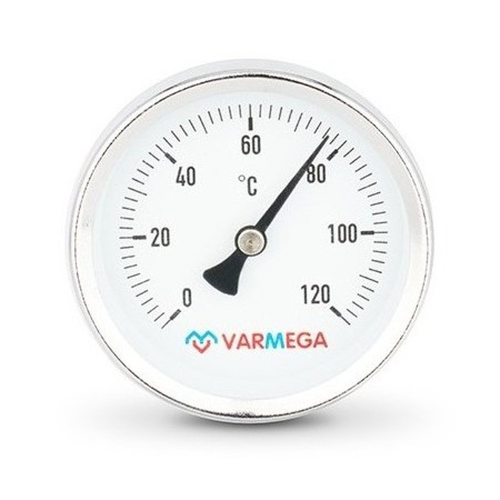 Термометр VARMEGA биметаллич. с погр. гильзой 63 мм, 120гр.С, штуц.50 мм, 1/2", VMMT01-635004