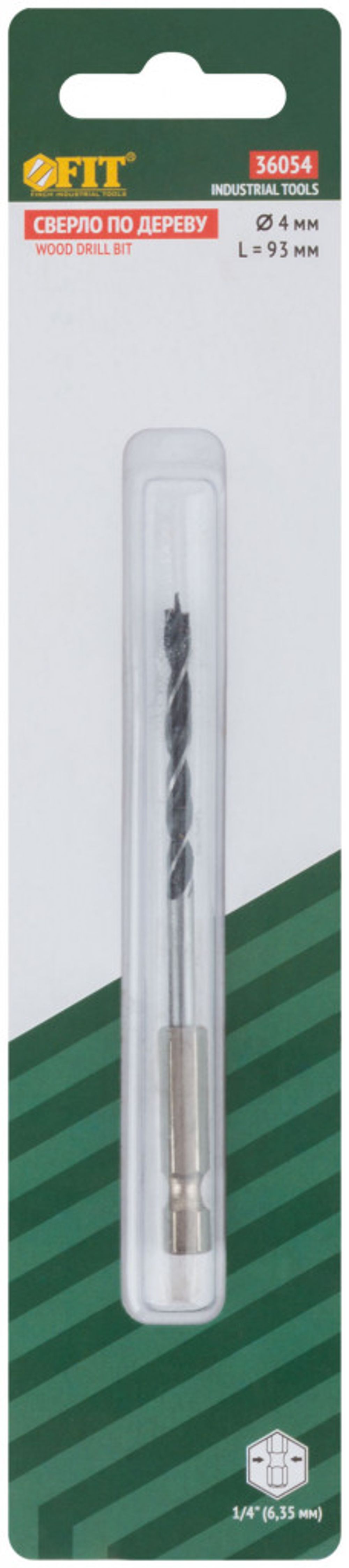 36054 Сверло по дереву U-хвостовик под биту 4х93 мм FIT---