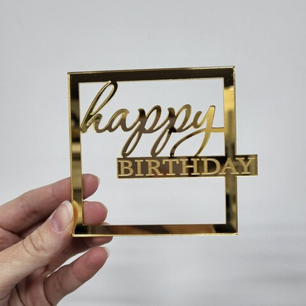 Топпер Happy Birthday в золотой рамке (БОКОВИНА)