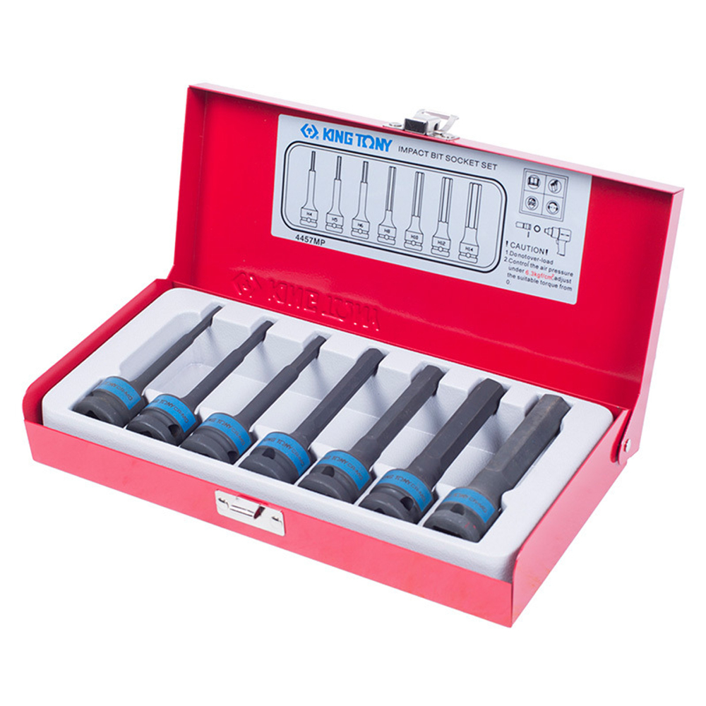 Набор ударных торцевых насадок 1/2&quot;, HEX, 4-14 мм, 7 предметов KING TONY 4457MP
