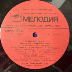 Винтажная виниловая пластинка LP Нани Брегвадзе (СССР 1981) Прощальный Романс