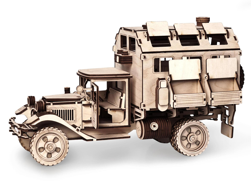 Конструктор из дерева "Армия России" Грузовик "Полуторка" Фургон