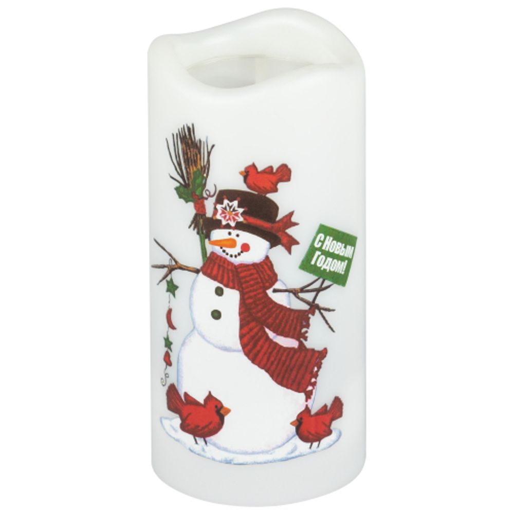 Светодиодный проектор ЭРА EGNDS -SN светильник новогодний Свеча Снеговик теплый свет 4 LED 3*AAA 15 см