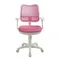 Кресло Бюрократ, с подлокотникам, розовый, спинка сетка, белый пластик, CH-W797/PK/TW-13A