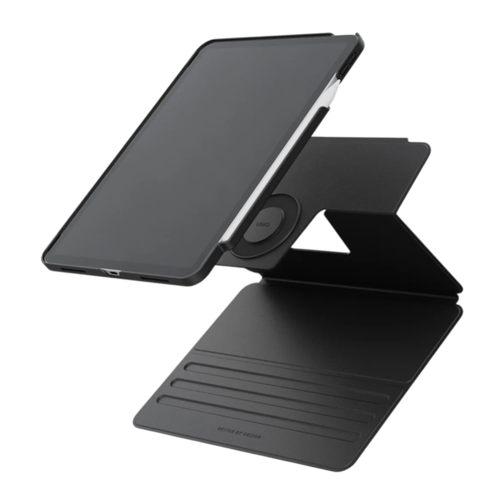 Магнитный чехол-накладка и обложка-подставка Uniq Rovus SnapMount для iPad Air 13" (M2, M3, M4 | 2024–2026) Гибридный полиуретановый чехол со съёмной обложкой. Есть держатель для Apple Pencil или аналогичного стилуса