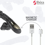 Черный вибратор с режимами колебаний и посасывания - 23,5 см. (Цвет: черный)