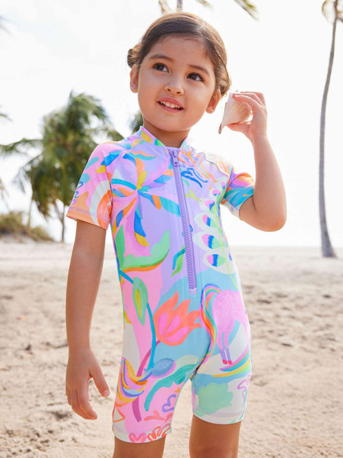 Купальник слитный на молнии для девочки Next N01-193, Сиреневый