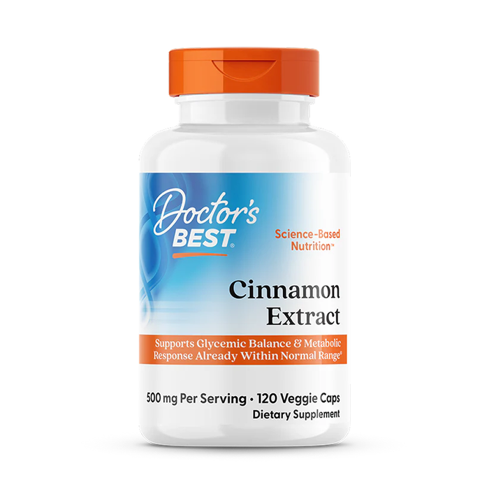 Экстракт корицы 500 мг, Cinnamon Extract with Cinnulin PF, Doctor's best, 120 вегетарианских капсул